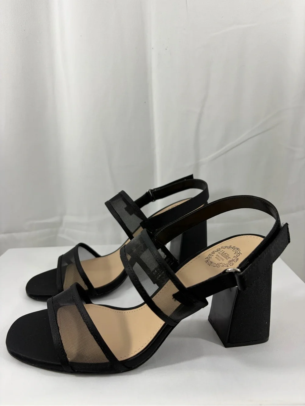 NWT I. Miller Women’s Size 7 Mesh-Strap Black Block Heels